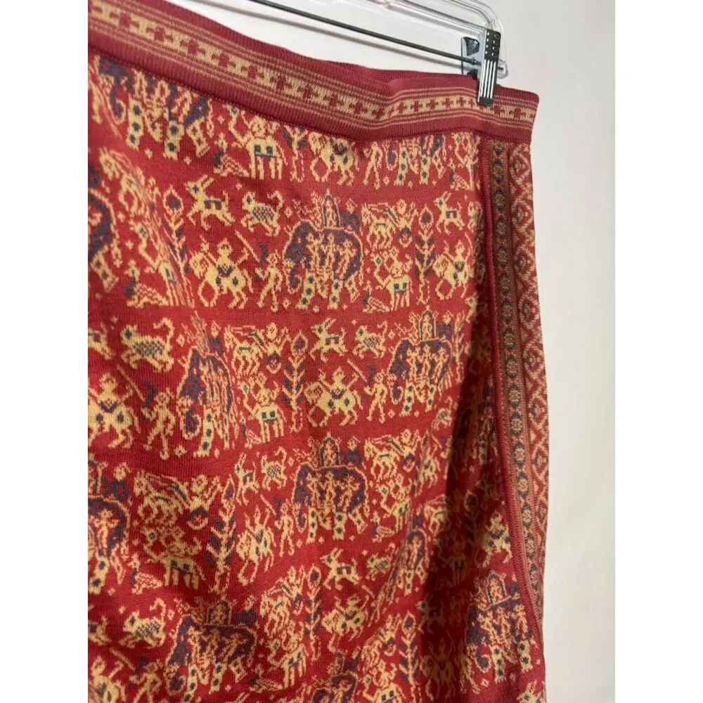 Peruvian Connection Skirt Women's Medium Pink Elephant Print Pima Cotton Knit